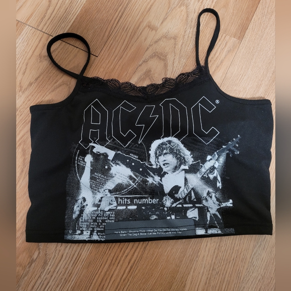 Romwe/Shein AC/DC crop top - size small